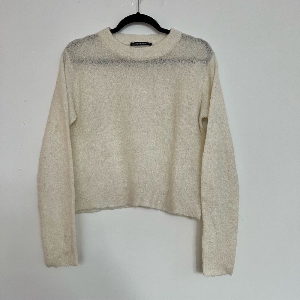 Brandy Melville Milk White Nubby Knit Boxy Sweater